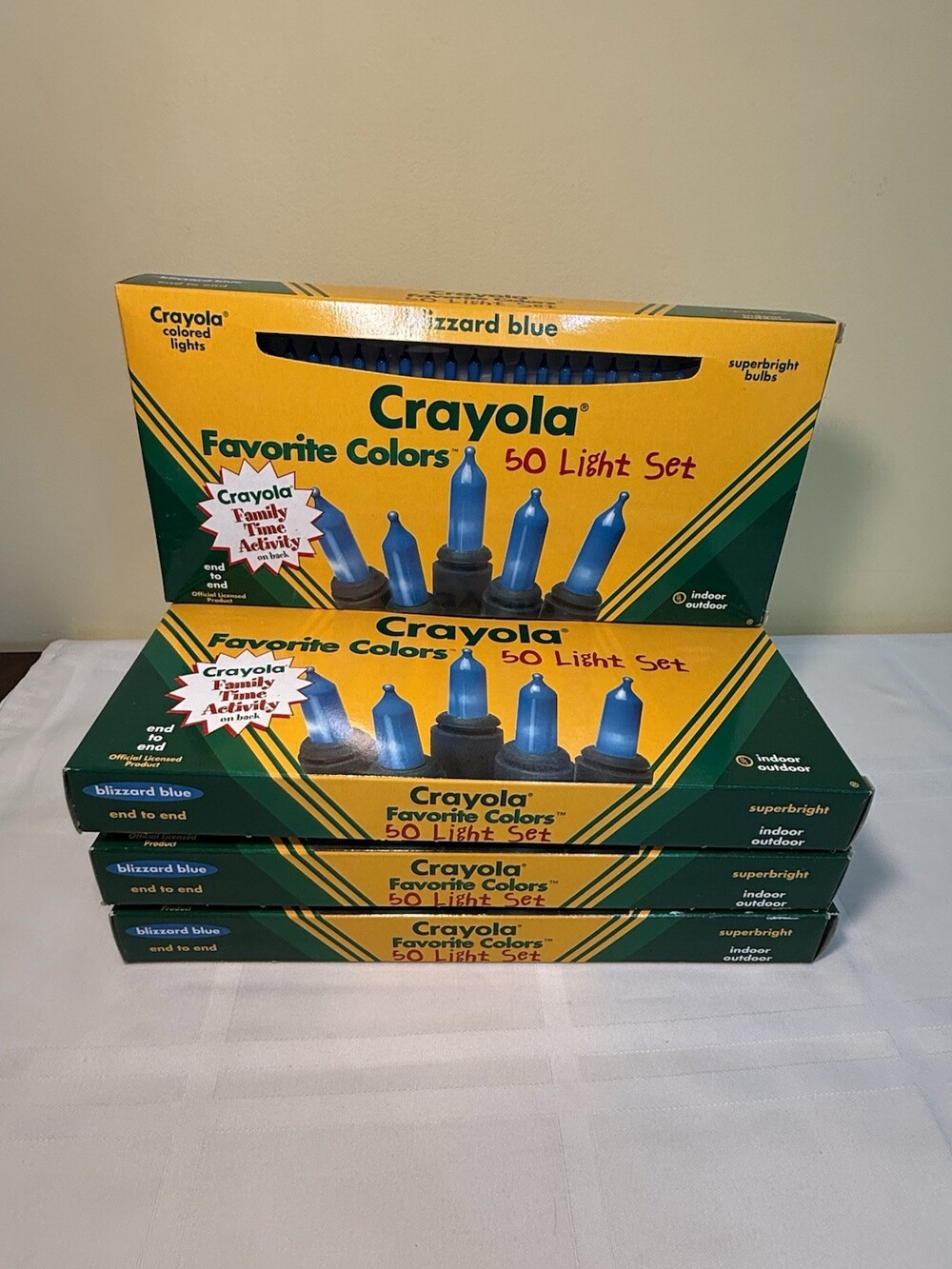 Vtg 1996 Crayola Christmas Lights Blizzard Blue 50 Light Set LOT OF 4 NIB NOS